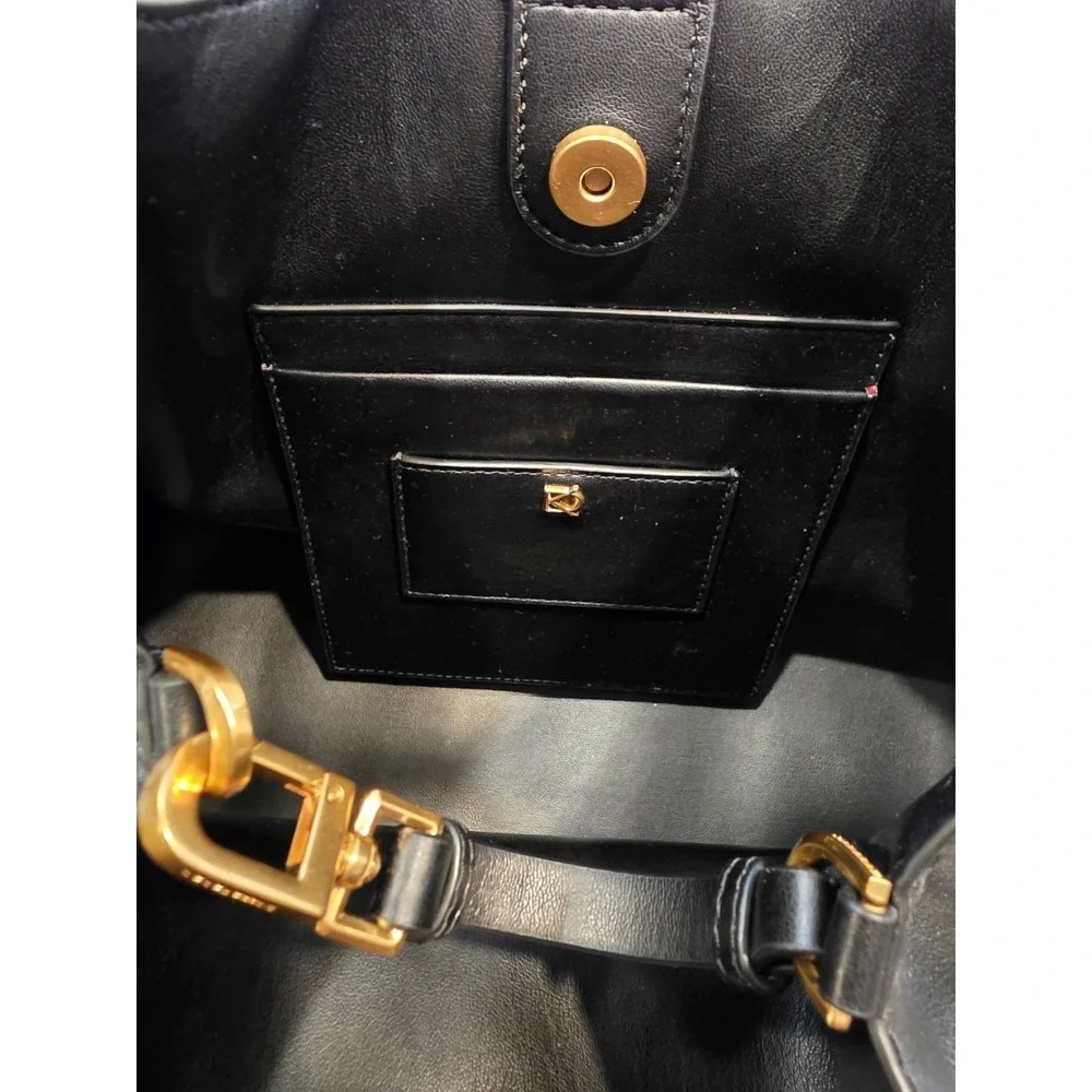 Donna Karan NY Bellarose Hobo Bag Black Leather Boho Purse XL‎ Sholder